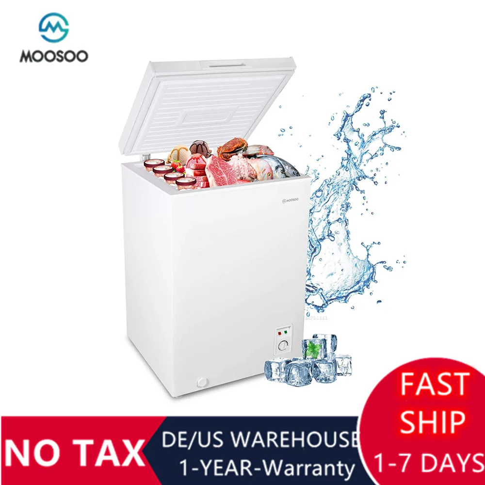 US $199.73 MOOSOO Quiet Chest Freezer 35 Cubic Feet with Removable Basket Deep Freezer with Low Noise Energy Saving Compact Freezer