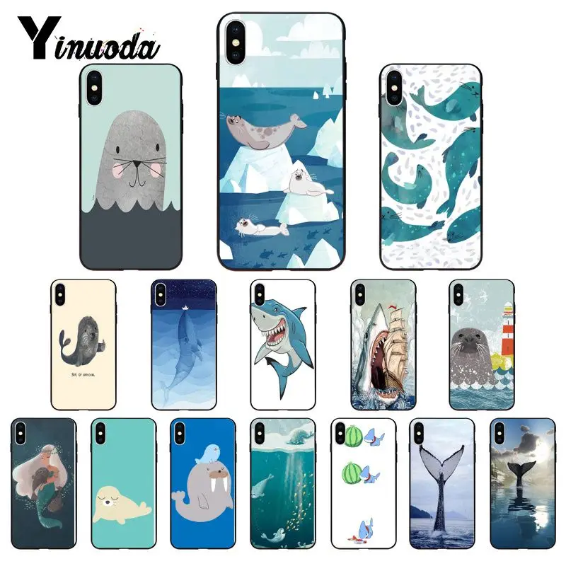 Yinuoda морские львы тюлень Акула мультяшный дельфин чехол для телефона iPhone 5 5Sx 6 7 plus