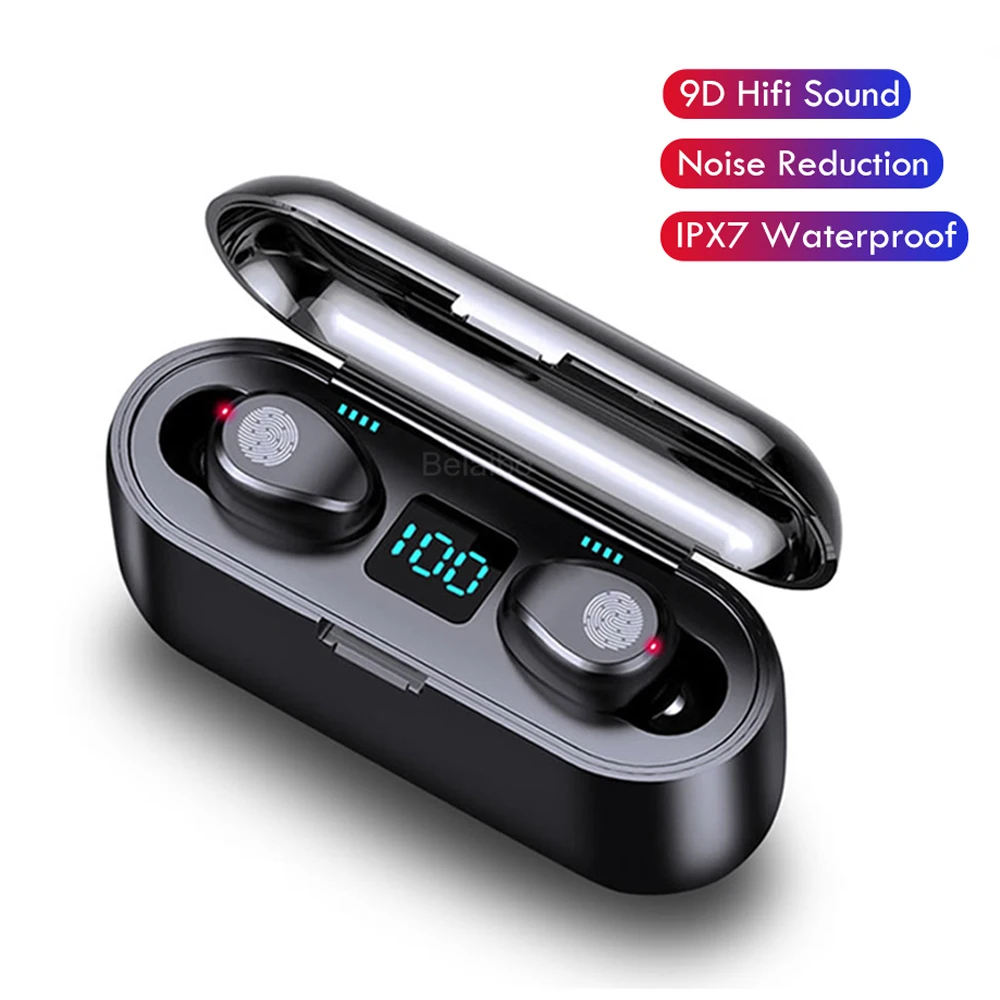 Wireless Bluetooth Earphones TWS HiFi Stereo 9D Touch Control Sports Earphone LED Dispplay Waterproof For Android iOS 2200mAh