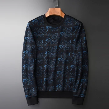

NEW Inner Add Velvet Sweatshirt Men Luxury All Printed Round Collar Winter Sweatshirt Male Plus Size 4xl Slim Mens Hoodies