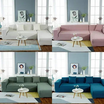 

Simple Elasticity LADY'S Combination Sofa Cover Fabric All Edges Included Solid Color Knitted Thick Polar Fleece Sofa Slipcover