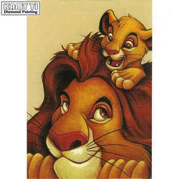 

Diamond Painting Lion Daddy and Lion Baby Animal Series DIY Diamond Painting Cross Stitch Art Diamond Pendant Painting
