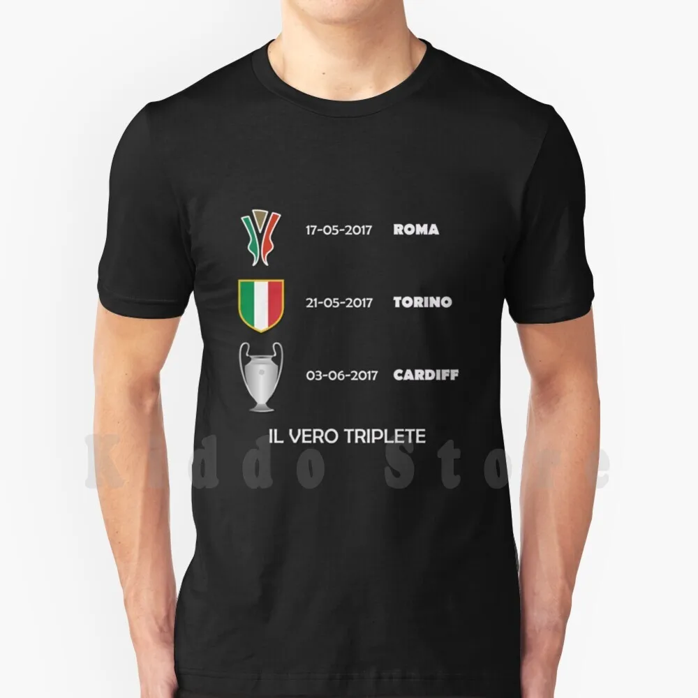 Il Vero Triplete 2017 T Shirt Fai Da Te Big Size 100% Cotone Tripete Scudo Campionato Vero Vero Tribete League 2017 Tim