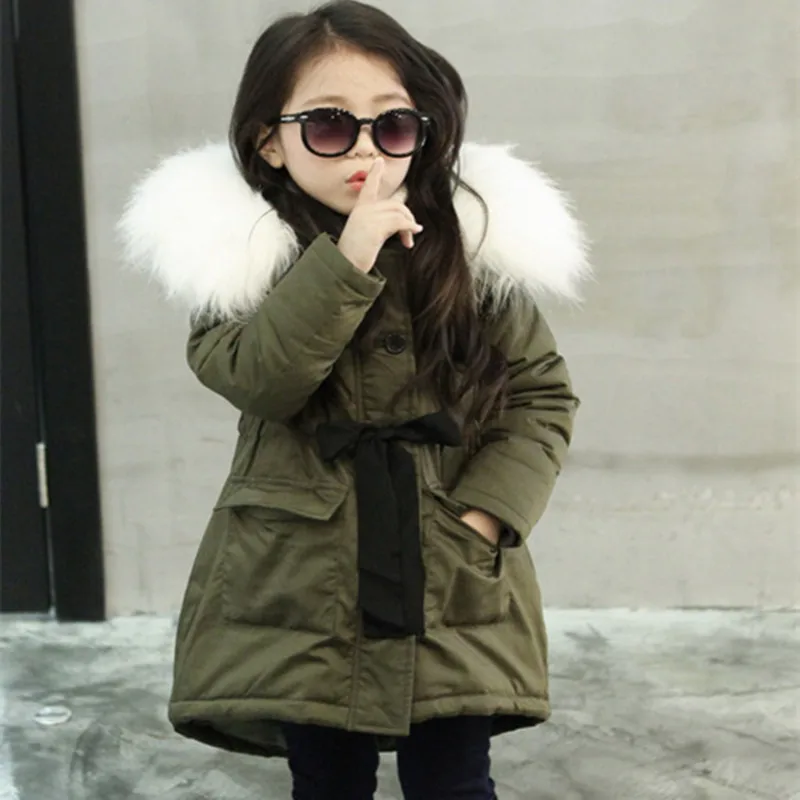 Хлопковая куртка для девочек от 3 до 9 лет верхняя одежда для детей, хлопковая стеганая куртка зимняя теплая одежда для девочек пальто с мехом утепленная куртка с капюшоном для девочек