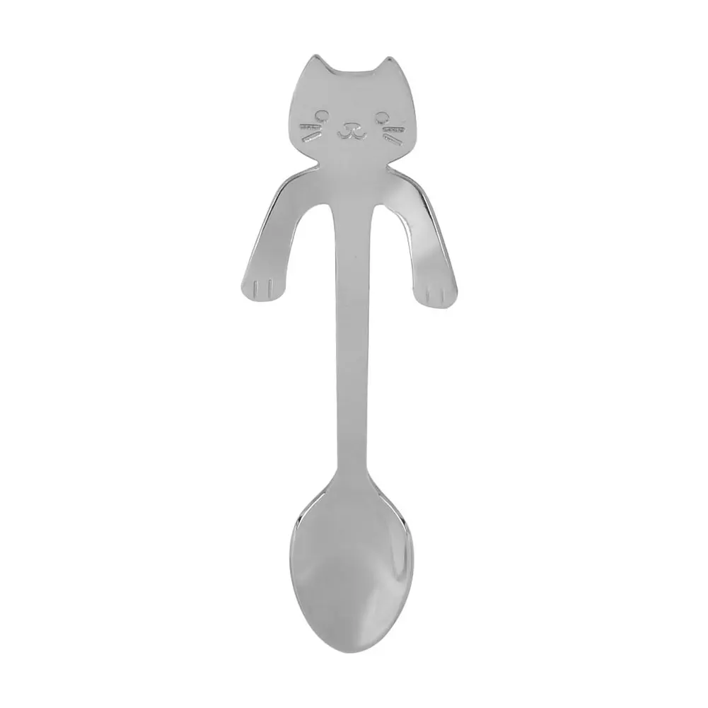 short Cat Steel Coffee Soup Tea Spoon Ice Cream Cocktail Kitchen Tableware Teaspoons - Цвет: short