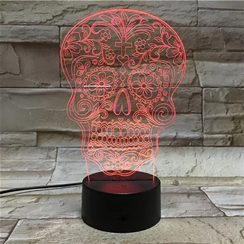 

3D Lamp The Skull Touch Sensor Visual Light Effect 3D Optical Atmosphere Novel Present for Children Led Night Light Lamp Lampara