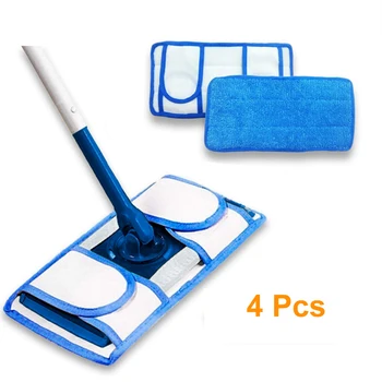 

4 Pcs Easy Magic Microfiber Flat Mop Long Push Cleaning Pad Household Mop Moping Pad Moping Cloth Resuable Mop Pads