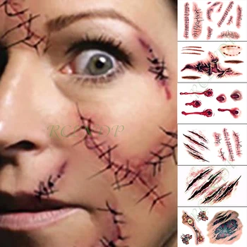 

Waterproof Temporary Tattoo Sticker 3D Scar Halloween Fake Tatto Hand Arm Foot Flash Tatoo for Kid Girl Men Women