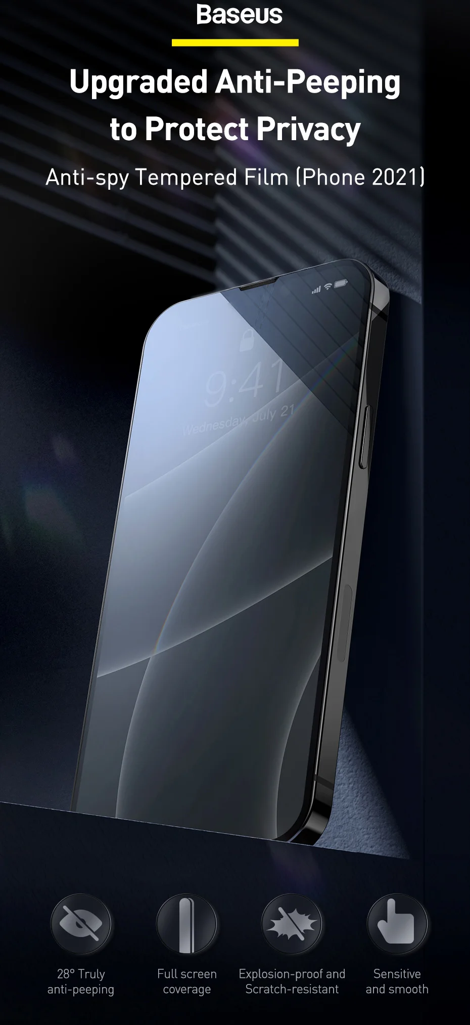 phone tempered glass Baseus 2PCS Tempered Glass For iPhone 13 12 Pro 13Pro Max Mini 2021 Anti Peeping Full Cover Screen Protector Privacy Film Glass mobile screen protector