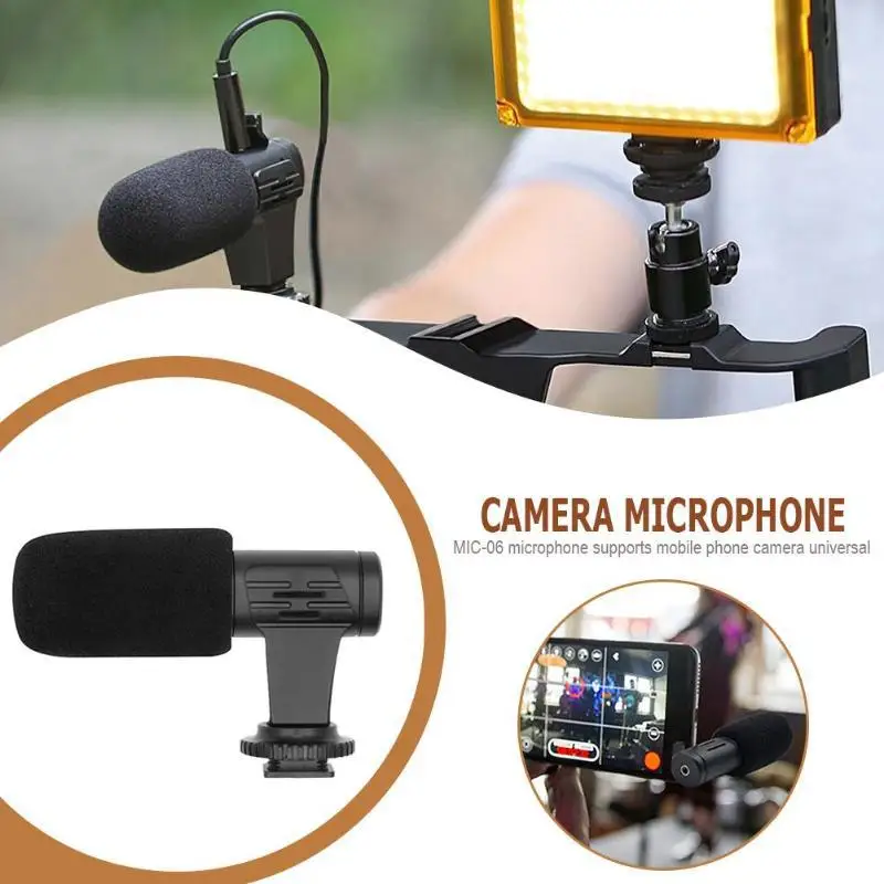 

3.5mm Real-time Monitoring Cardioid Stereo Phone Microphone Video Camera Interview Mic Condenser Record Microphone for Gopro