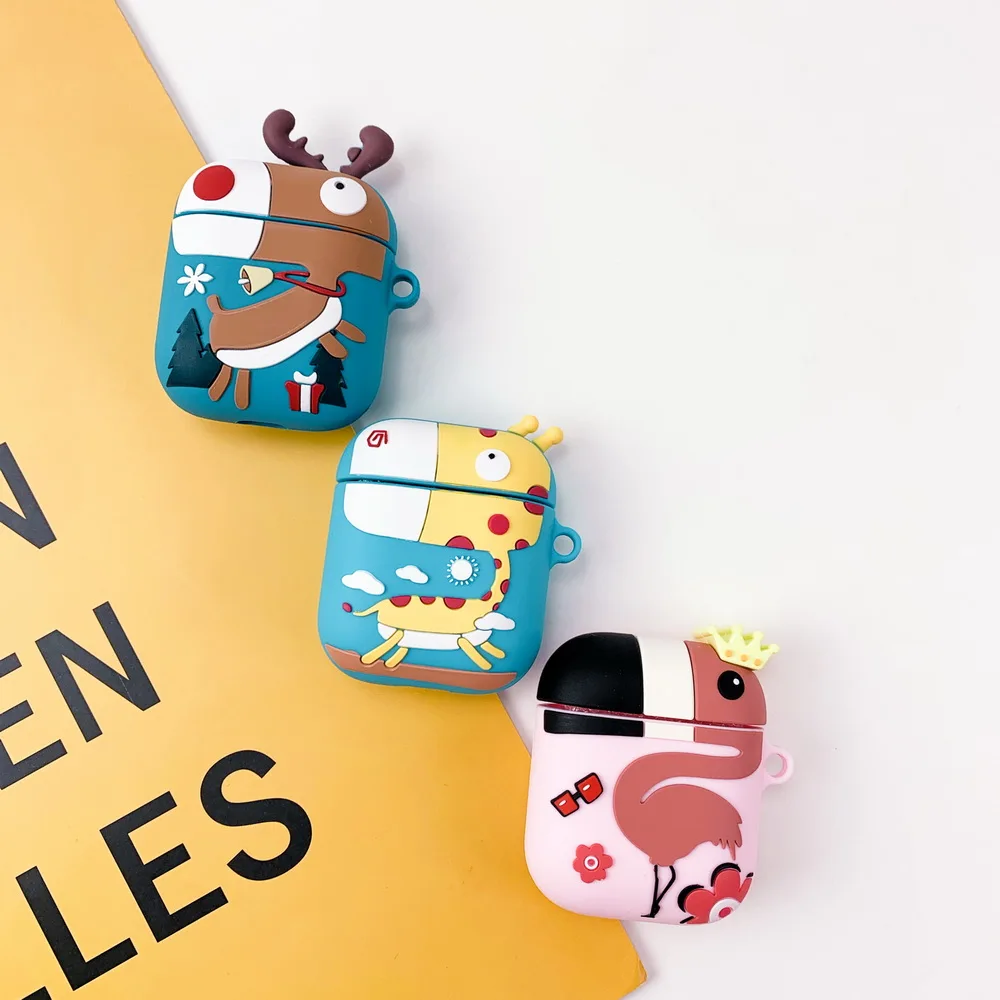 Силиконовый чехол elk wapiti Жираф фламинго для Airpods милый мультфильм идеальный дизайн для Apple Airpods2 Bluetooth наушники чехол