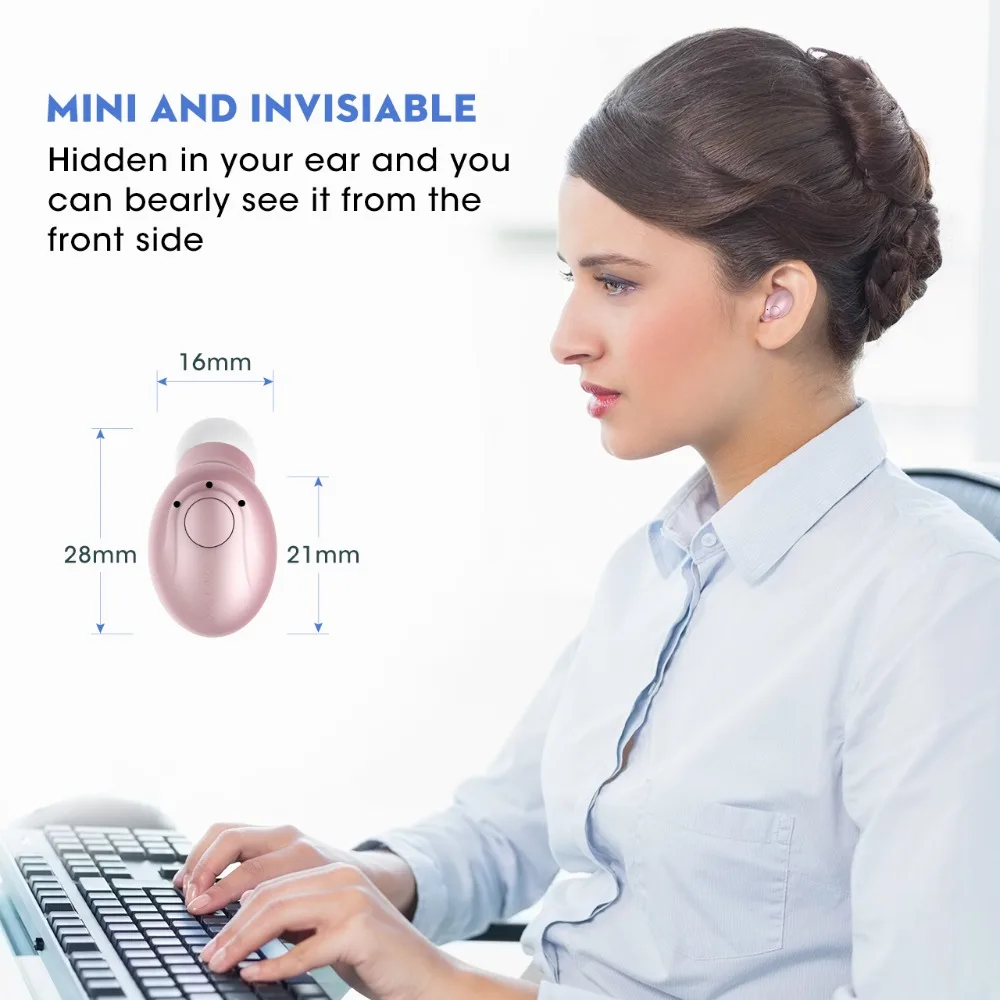Mpow EM1 мини-наушники-вкладыши Bluetooth 4,1, одиночный беспроводной невидимый наушник, наушники-вкладыши с функцией громкой связи, чехол для переноски
