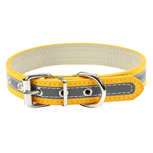 S-XXL Dog Collar Reflective Night Safety Puppy Neck Strap Metal tail hole Collars for Small Medium Large Dog Pet Product 6Colors Gold Pet Collar