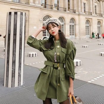 

New arrival women temperament green long jacket comfortable vintage mini a-line skirt fashion wild trend cute fresh women set