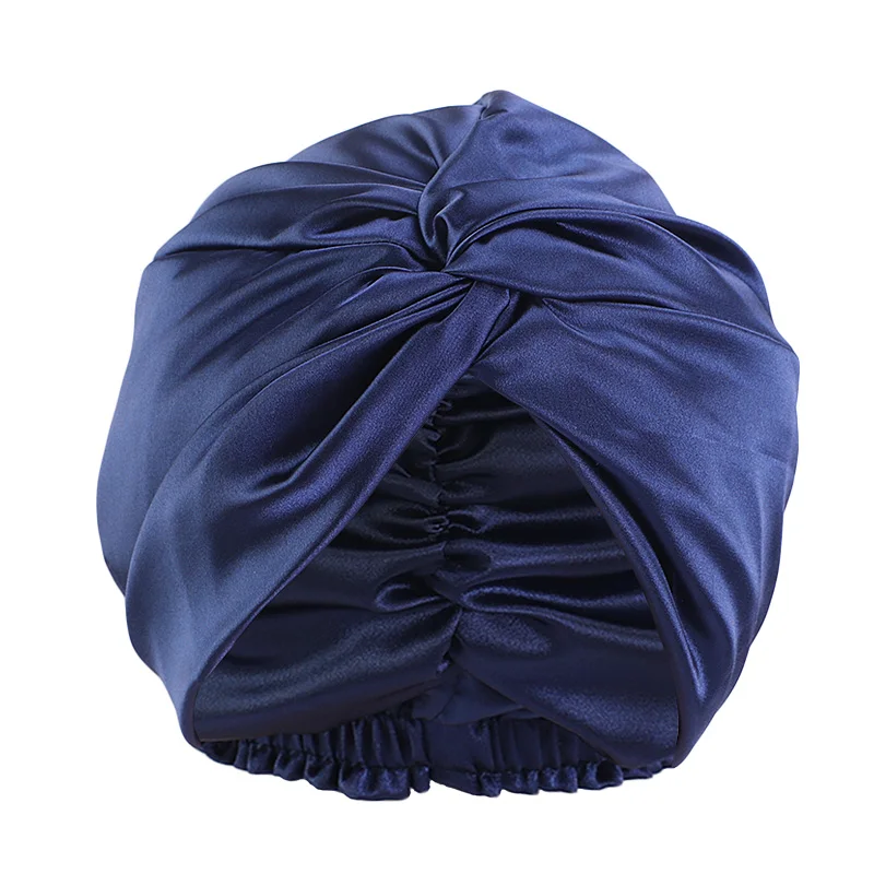 Women double layer Satin Twist Turban Hat silky Head Wrap Hijab Cap Ladies Chemo Cap Muslim Hats Bonnet BeanieHair Accessories