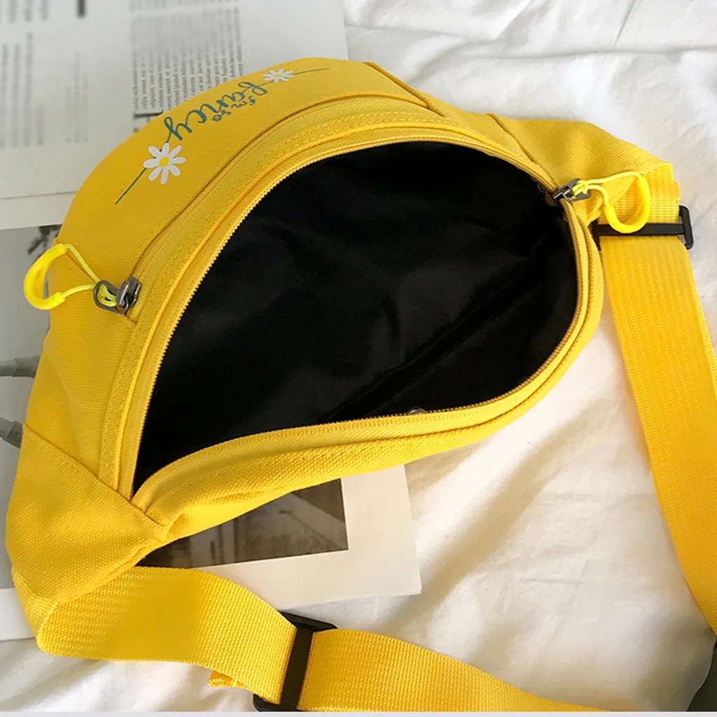 Женская мода тренд сплошной цвет милый узор нагрудная сумка из текстиля карман нагрудная сумка для спорта на открытом воздухе поясная сумка
