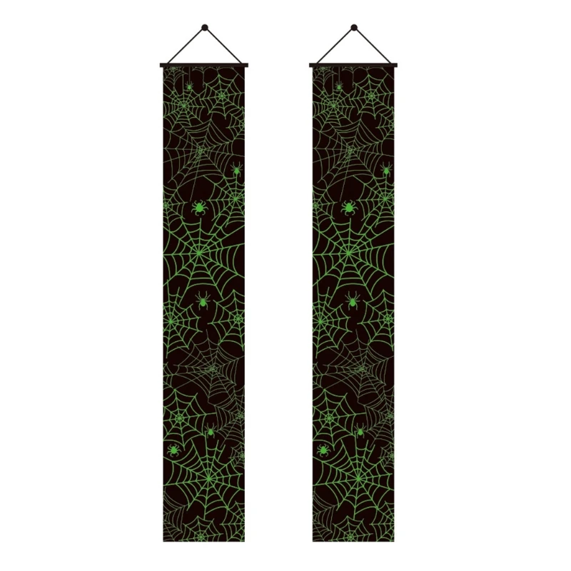 Halloween Decorations Luminous Spider Web Front Porch Signs Glow in the Dark Banner Couplet for Door Outdoor Yard Garden | Дом и сад