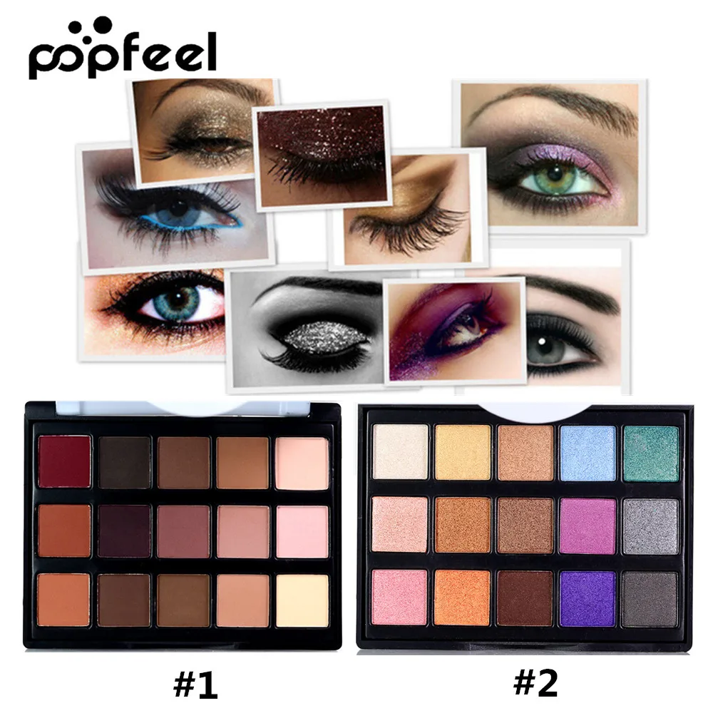 

Popfeel 15 Colors Eye Shadow Makeup Palette Nude Shimmer Pigment Natural Eyeshadow Palette Women Eyes Shadows Make Up Cosmetic