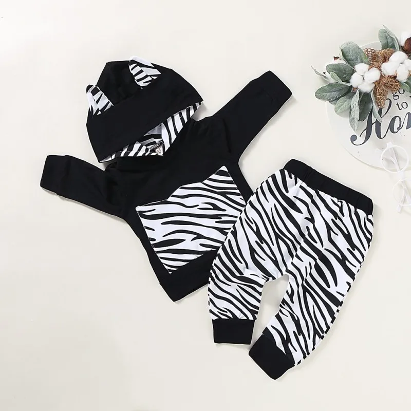 

Cute Spring Autumn Baby Boys Clothes Set Long Sleeve Stripe Print Hoodie Sweatshirt Tops And Pants Trouser Costume Set