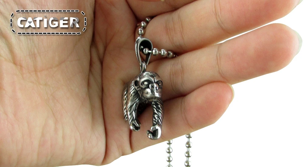Free Shipping Fashion316L Stainless Steel Gorilla Necklace  Classic animal Orangutan Pendant Jewelry 3