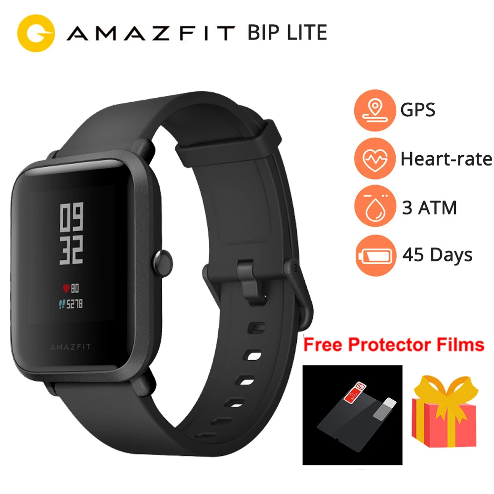 В Испании freefilm Amazfit Bip Lite Смарт-часы Для мужчин, глобальная версия, 45 дней Срок службы батареи 3ATM в соответствии со стандартом водонепроницаемости Смарт-часы с Bluetooth