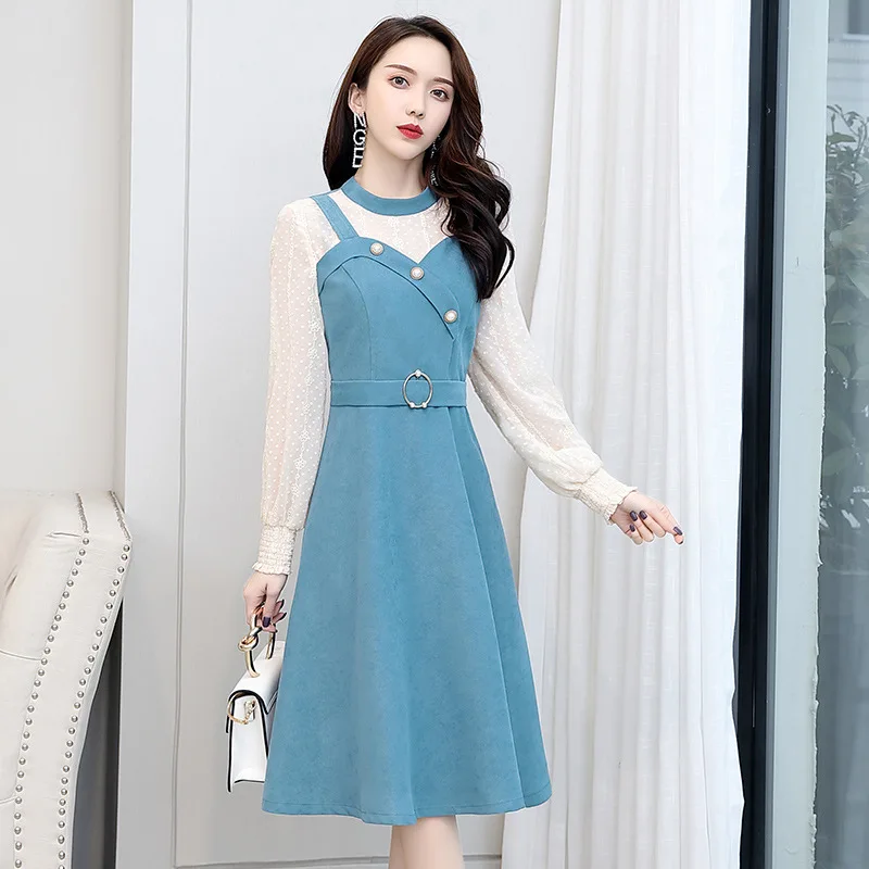 

Sweater Woolen Dress Women's 2020 New Style Fashion Mid-length Suspender Skirt Two-Piece Set