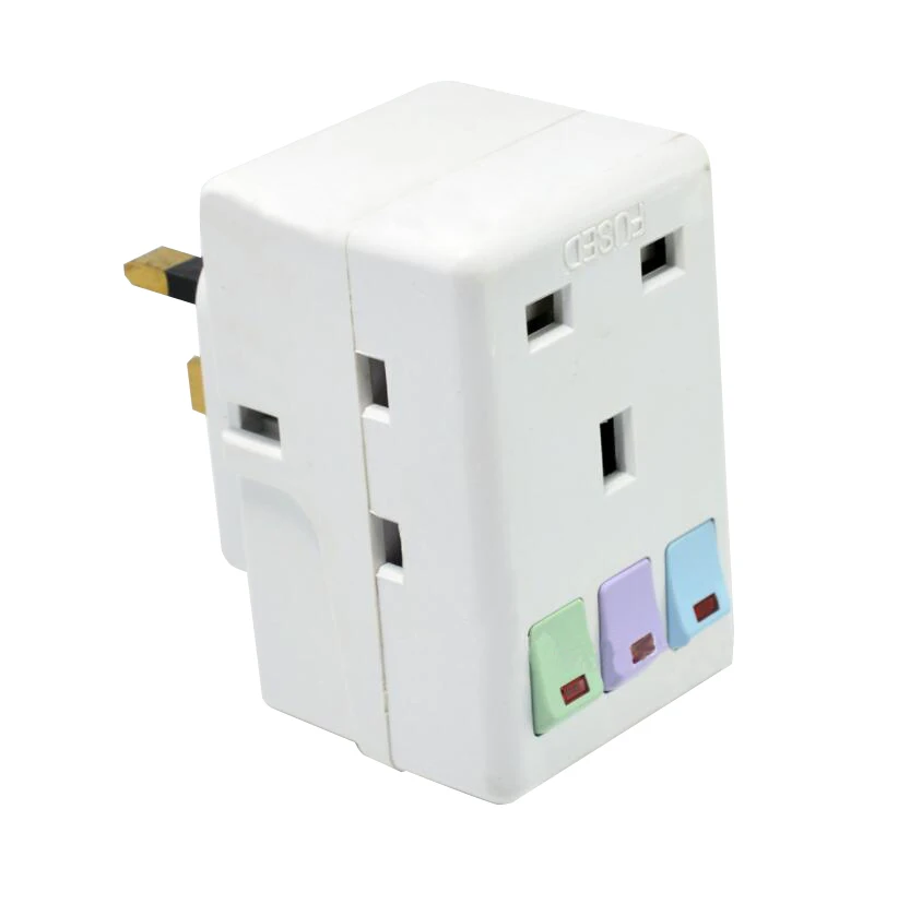 

13A 250V UK Plug Socket 1 to 3 Conversion Plug Individual Switch UK Standard Power Adapter Socket Electrical Receptacle