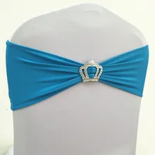 WedFavor 100 шт. Эластичный стул бант пояса лайкра ленты из спандекса на стулья с пряжка с короной для свадьбы события отеля