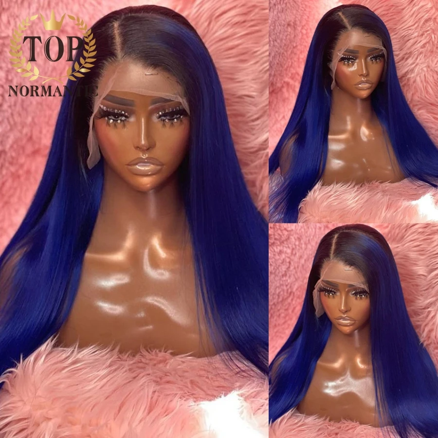 Topnormantic Ombre Синий цвет бразильские Реми человеческие волосы фото13x 4 кружевной