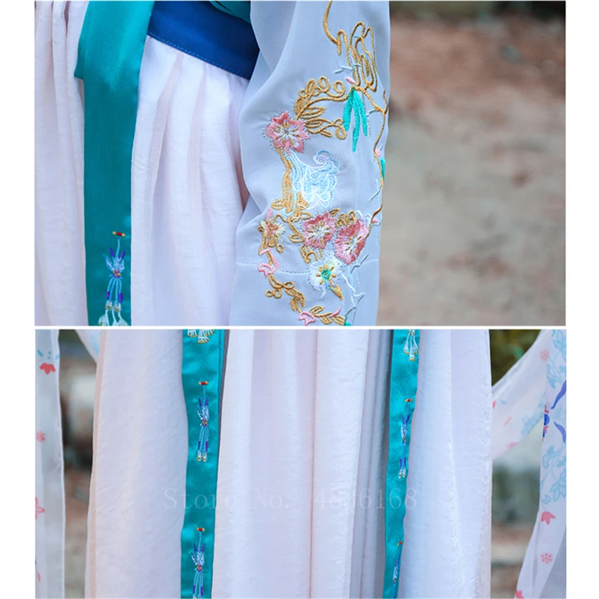 Китайский традиционный стиль, женское платье с вышивкой Hanfu, элегантное платье, праздничный танцевальный костюм, Древний Ретро стиль, для сцены, народная одежда на год