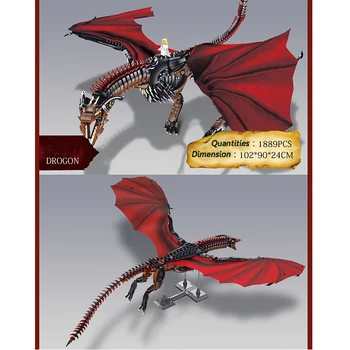 

1889 PCS Game Of Thrones Dragon Black Death Balerion Action Figures Building Blocks Collection Toys For Child Kid Gift