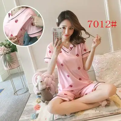 Summer Pajamas Thin Short Sleeve Pregnant Loose Cotton Pregnant Women Wear Suit Set - Цвет: Белый