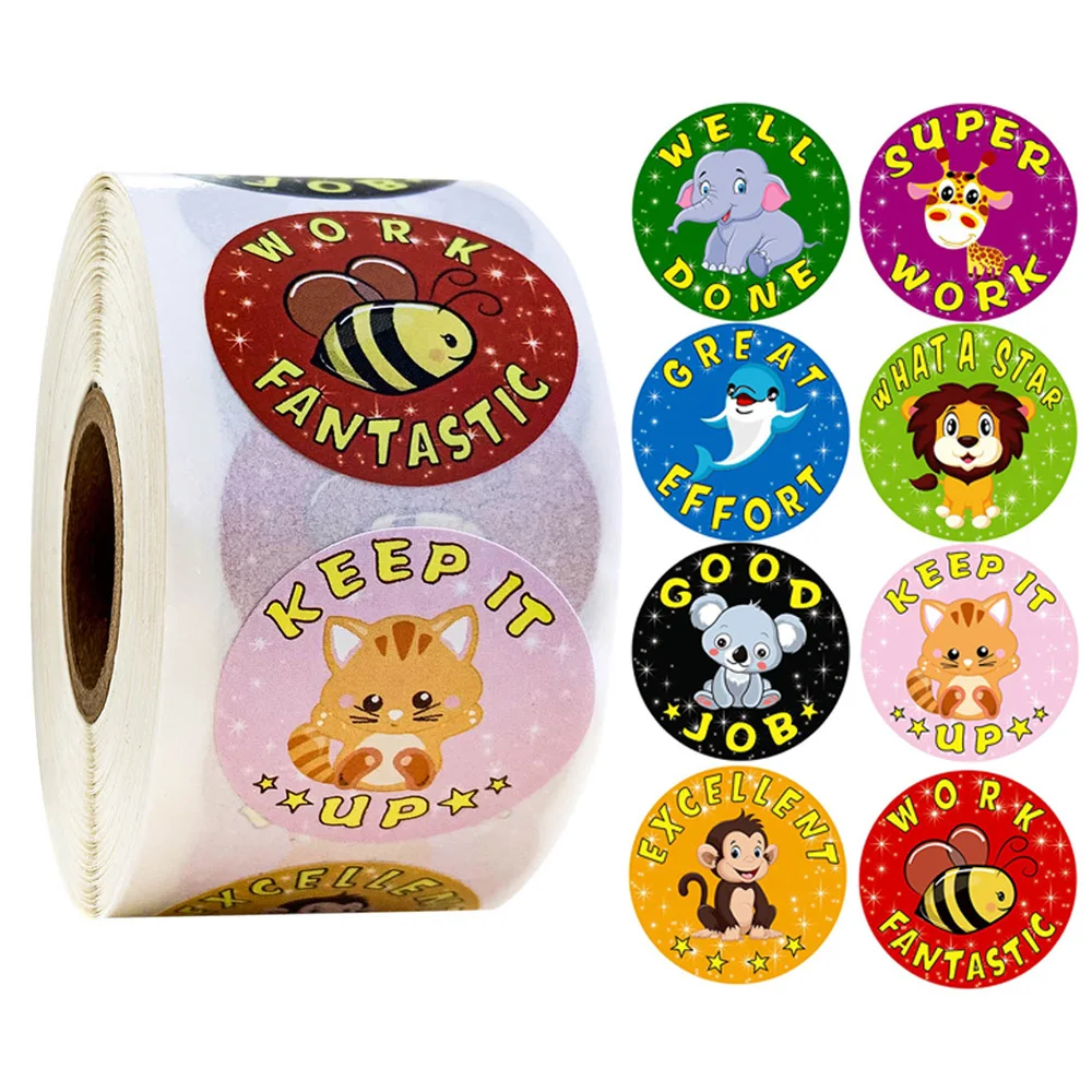 Fancy-Land-Animal-Reward-Stickers-for-Kids-500Pcs-Per-Roll-Cute-Sticker-for-Teacher-Classroom-Kids
