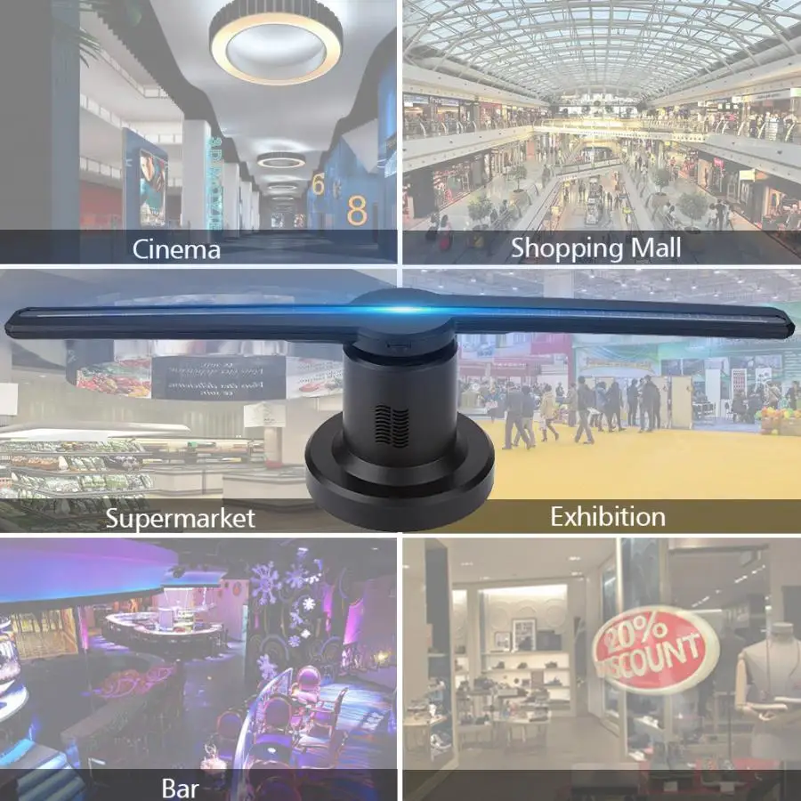 Pantalla proyector 3D голографический дисплей светодиодный вентилятор выставочный проектор рекламный дисплей с голограммой+ 16G TF карта