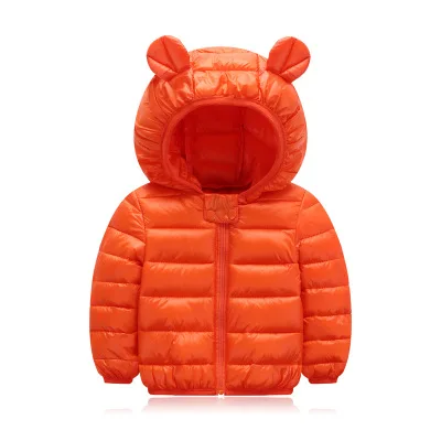 Осенне-зимние теплые куртки для девочек; пальто для мальчиков; куртки для маленьких девочек; детская верхняя одежда с капюшоном; пальто для детей - Цвет: Оранжевый