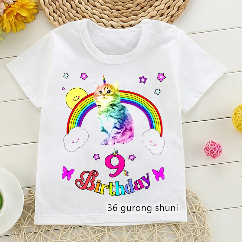 It'S Me Birthday Cat Cartoon Print T Shirt Boys Girls Gift Number