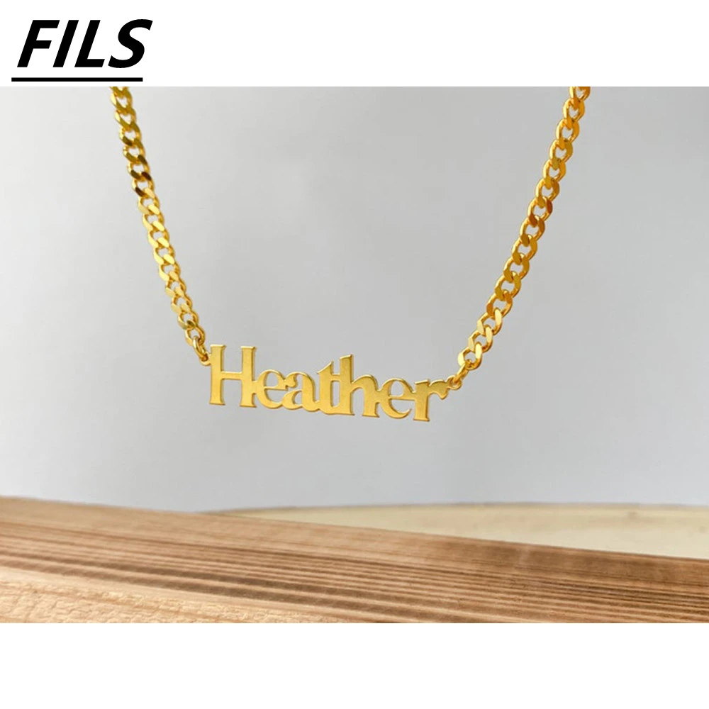 Necklace For Women Gold Silver Color Fashion Letter Name Choker Necklace For Women Pendant Chunky Chain Necklaces Jewelry Gift