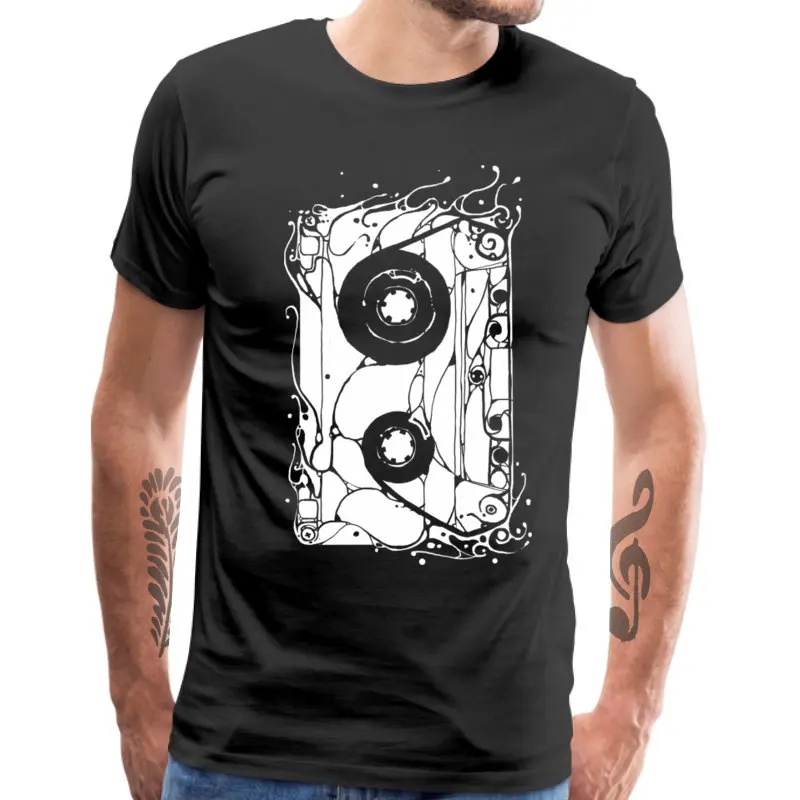 Cassette2_8308 Rife Short Sleeve Personalized T-shirts 100% Cotton O Neck Mens Tops T Shirt Fashionable Tshirts Summer/Autumn Cassette2_8308 black
