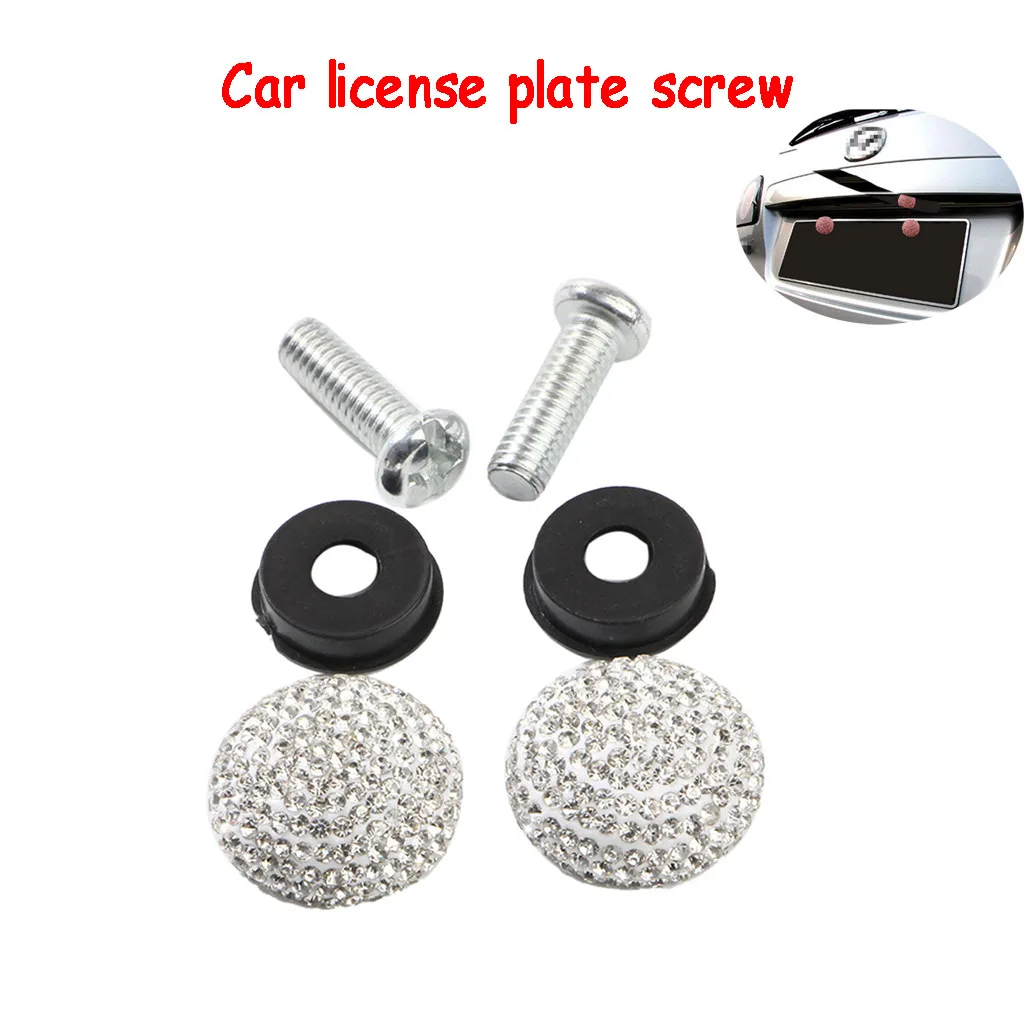 white Tire Valve Stem Caps Number Plate Covers Car Screw Bolt Caps License Plate Accessories#0 - Цвет: white