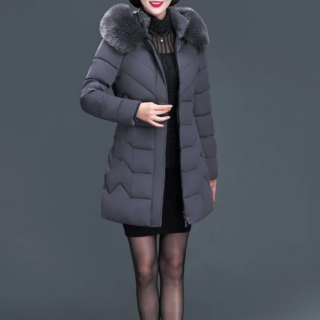 Womail зимняя куртка женская 5xl размера плюс короткая среднего возраста длинная толстая теплая верхняя одежда с длинным рукавом теплая куртка с капюшоном на молнии