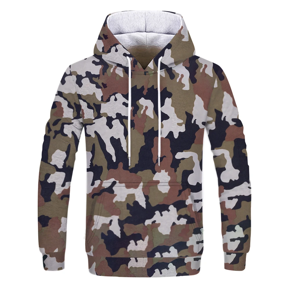 

3D Funny Printed Camouflage Hoodie Drawstring Men's autumn and winter casual loose hooded sweatshirt Tops