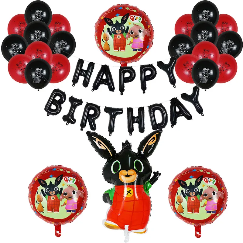 Mix 2 25 шт. Bing Bunny фольгированные шары мультфильм кролик животное с днем рождения Черный Красный латексные шары День рождения украшения детские игрушки - Цвет: Mix 2