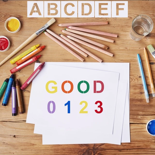 36 Pcs Large Alphabet Letter Stencils and Number Stencils,Reusable Letter  Stencils for Painting on Wood Wall Fabric Rock Chalkboard Glass (4 Inches)