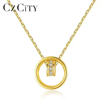 

CZCITY Real 925 Sterling Silver Combination AAA CZ Simple Pendant Necklaces for Women Girls Dating Fine Jewelry Gift SN-491