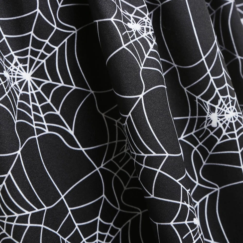 Plus Size Halloween Dress Party Cobweb Print Yarn Sleeveless Dresses Female Suspender Autumn Dress Evening Winter Ladies 805
