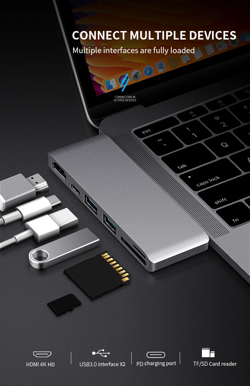 Usb-хаб C концентратор для MacBook Pro Аксессуары USB-C-Мульти USB 3,0 HDMI адаптер док-станция Тип C 3,0 сплиттер 3 порта type C концентратор