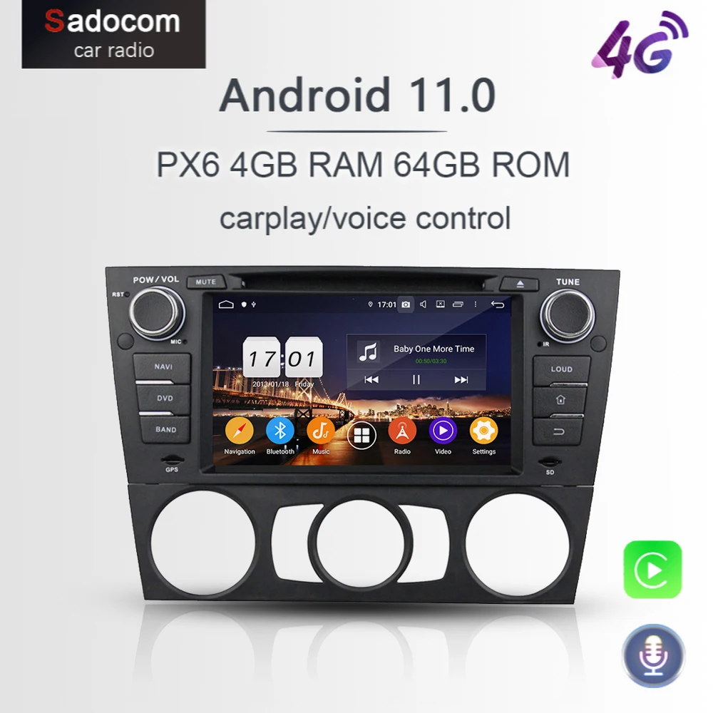 PX6 IPS 8 ядер 1 din Android 11 0 автомобильное радио 4 Гб ОЗУ 64 ПЗУ для BMW E90 E91 E92 E93