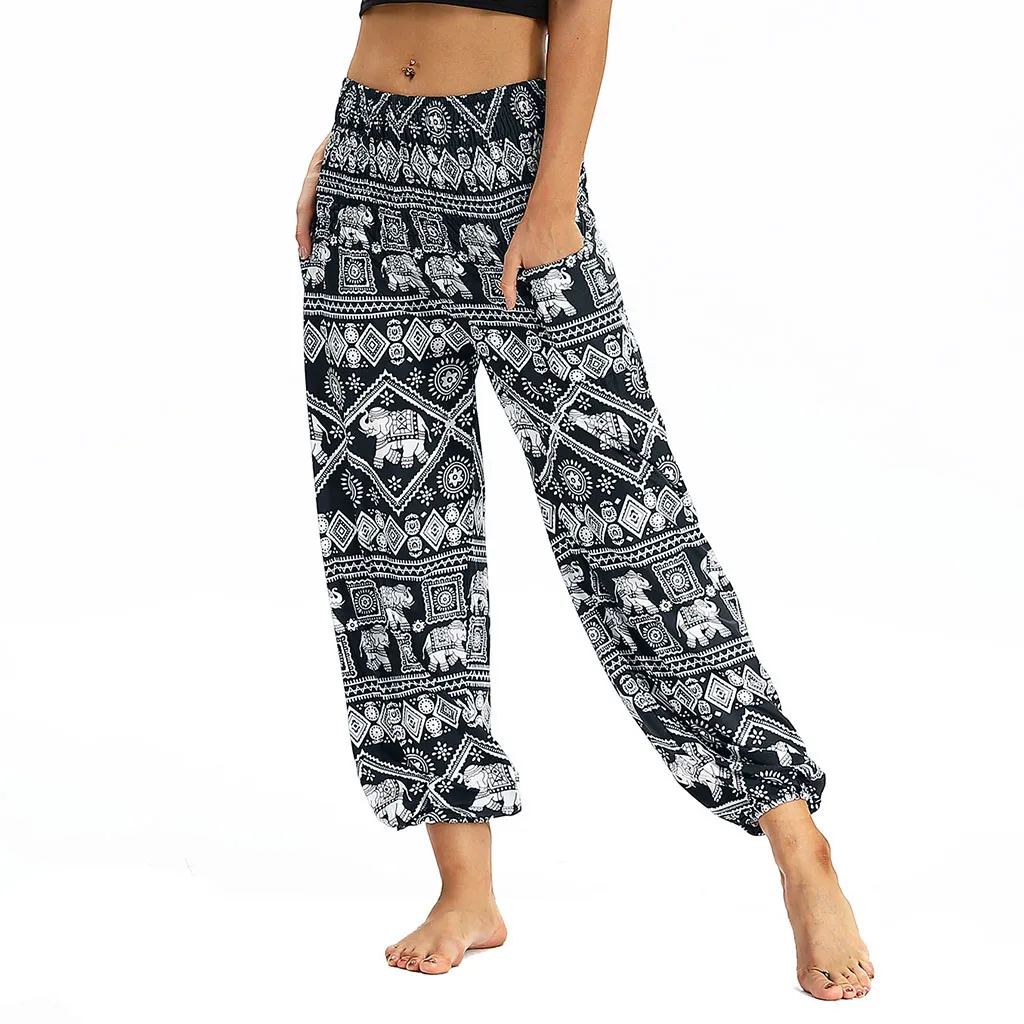 KANCOOLD Yoga Pants Women Fashion Loose Yoga Trousers Boho Floral Print