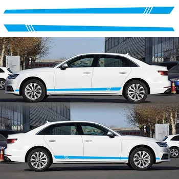 

Hot 2pcs Universal 220x8cm Side Stripes Car Body Decal Stickers Cover Wrap Vinyl Film Car Accessories