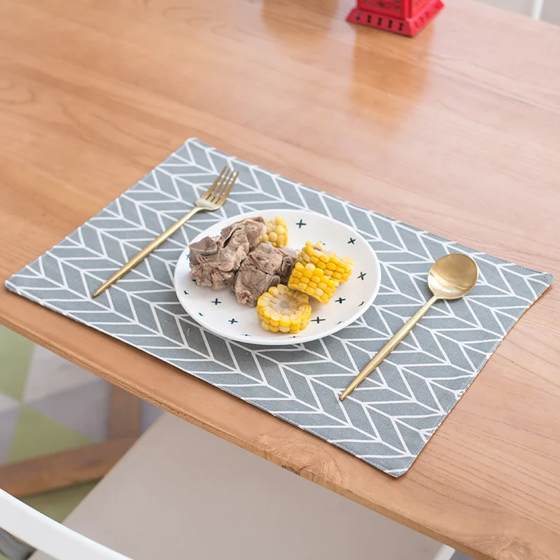 

4Pcs Double Cotton Linen Table Placemat European Style Heat-resistant Placemats 45x30cm Kitchen Decoration Linen Table Mat Pad